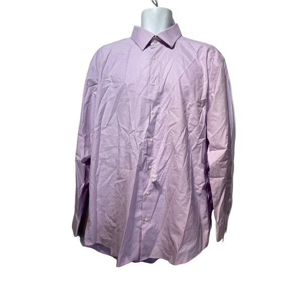 Nordstrom Shirt Mens Non Iron Purple Bloom Diamond Dobby Size 17 34-35 - Picture 1 of 6